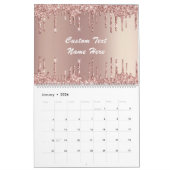Rose Gold Blush Glitzer Benutzerdefinierter Text-G Kalender (Jan 2026)