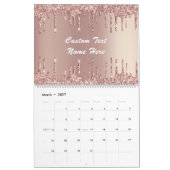 Rose Gold Blush Glitzer Benutzerdefinierter Text-G Kalender (Mär 2027)