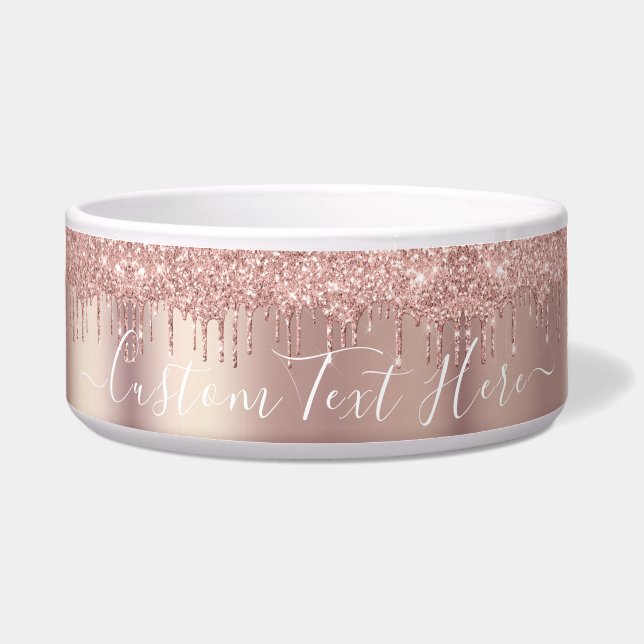 Rose Gold Blush Glitzer Benutzerdefinierter Text P Napf (Vorderseite)