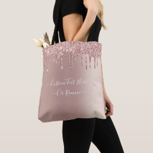 Rose Gold Blush Glitzer - benutzerdefinierter Text Tasche