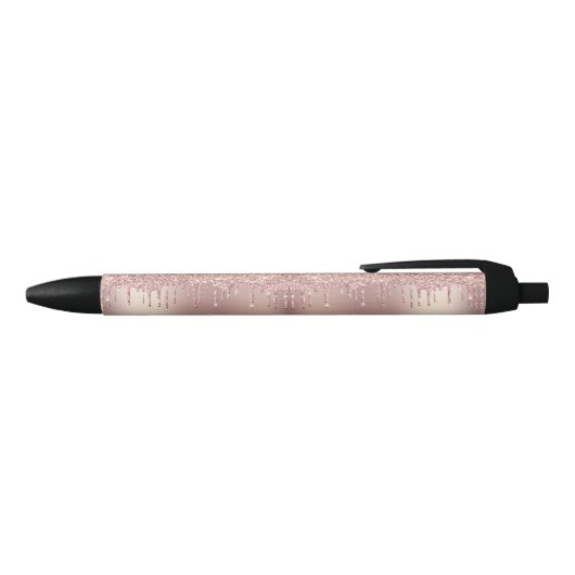 Rose Gold Blush Glitzer Benutzerdefinierter Textna Kugelschreiber (Oberseite)