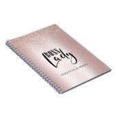 Rose Gold Blush Glitzer Boss Lady Personalisiert Notizblock (Rechte Seite)
