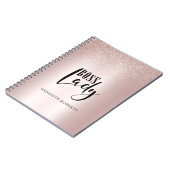 Rose Gold Blush Glitzer Boss Lady Personalisiert Notizblock (Linke Seite)
