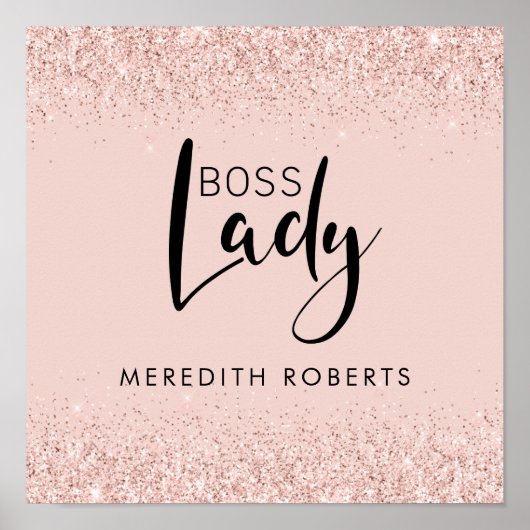 Rose Gold Blush Glitzer Boss Lady Personalisiert Poster (Vorne)