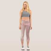 Rose Gold Blush Glitzer Capri Leggings (Vorderseite)