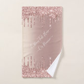 Rose Gold Blush Glitzer Custom Text Bath Handtüche Badhandtuch Set (Handtuch)