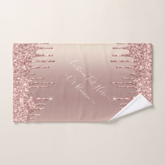 Rose Gold Blush Glitzer Custom Text Bath Handtüche Badhandtuch Set (Handtuch)