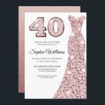 Rose Gold Blush Glitzer Dress 40. Geburtstag Party Einladung<br><div class="desc">Rose Gold Blush Glitzer Dress 40. Geburtstag Party Einladung Variationen zu den Einladungen und passenden Artikeln in unserem Shop</div>
