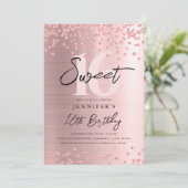 Rose Gold Blush Glitzer Foto Sweet 16 Party Einladung (Stehend Vorderseite)