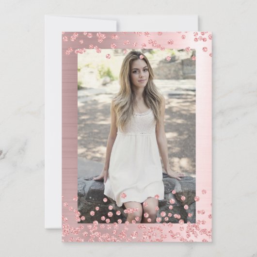 Rose Gold Blush Glitzer Foto Sweet 16 Party Einladung (Rückseite)