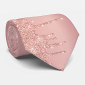 Rose Gold Blush Glitzer Funkelnd Neck Tie Krawatte (Gerollt)
