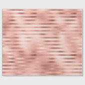 Rose Gold Blush Glitzer Glam Streifen Linien Metal Geschenkpapier (Flach)