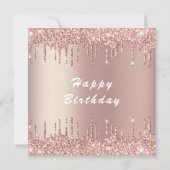 Rose Gold Blush Glitzer Happy Birthday Card Karte (Rückseite)