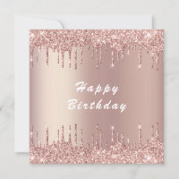 Rose Gold Blush Glitzer Happy Birthday Card
