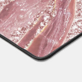 Rose Gold & Blush Glitzer Holographic Opal Marmor Schreibtischunterlage (Ecke)