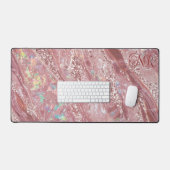 Rose Gold & Blush Glitzer Holographic Opal Marmor Schreibtischunterlage (Tastatur & Maus)