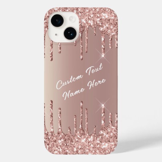 Rose Gold Blush Glitzer Ihr Name Geschenk iPhone F Case-Mate iPhone Hülle (Rückseite)