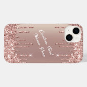 Rose Gold Blush Glitzer Ihr Name Geschenk iPhone F Case-Mate iPhone Hülle (Rückseite (Horizontal))