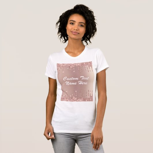 Rose Gold Blush Glitzer Individuelle Name T - Shir T-Shirt (Vorne ganz)