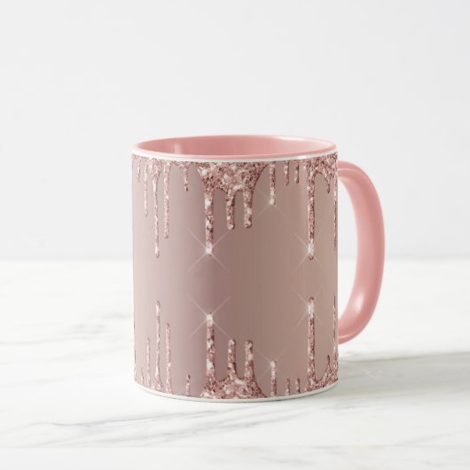 Rose Gold Blush Glitzer Kaffee Tasse Geschenk (VorderseiteRechts)