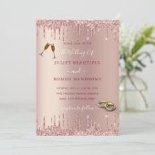 Rose Gold Blush Glitzer Luxus Hochzeit Einladung (Stehend Vorderseite)