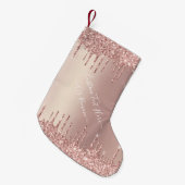 Rose Gold Blush Glitzer Name Weihnachten Strumpf Kleiner Weihnachtsstrumpf (Vorderansicht (hängend))