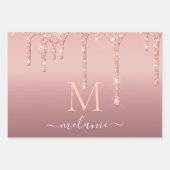 Rose Gold Blush Glitzer Namensschild Geschenk Geschenkpapier Set (Vorderseite 2)
