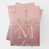 Rose Gold Blush Glitzer Namensschild Geschenk Geschenkpapier Set (Beispiel)