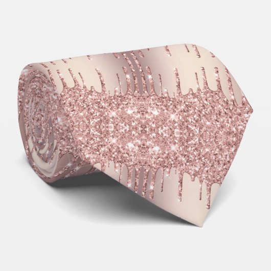 Rose Gold Blush Glitzer Neck Tie Krawatte (Gerollt)