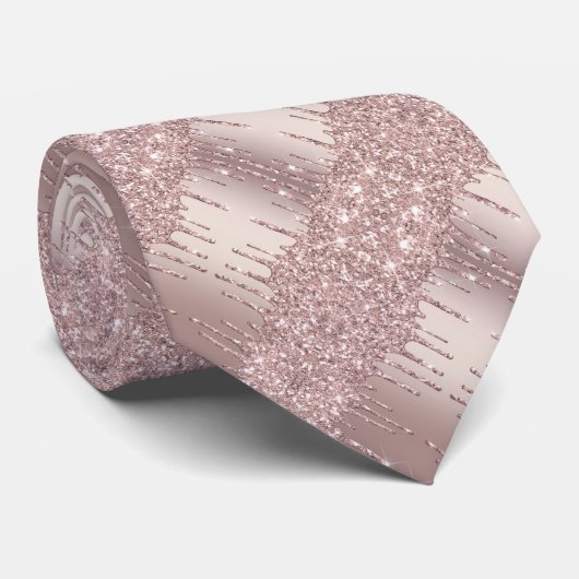 Rose Gold Blush Glitzer Neck Tie Krawatte (Gerollt)
