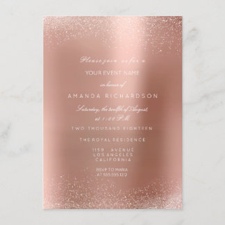 Rose Gold Blush Glitzer Sand Bridal Geburtstag Einladung