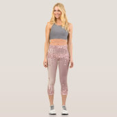 Rose Gold Blush Glitzer Sparkeln Tropfen Benutzerd Capri Leggings (Vorderseite)