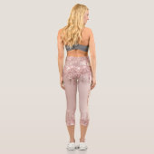 Rose Gold Blush Glitzer Sparkeln Tropfen Benutzerd Capri Leggings (Rückseite)