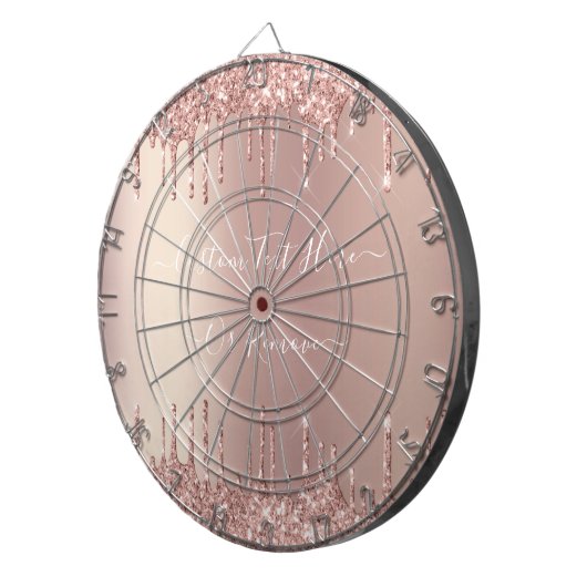 Rose Gold Blush Glitzer Sparkeln Tropfen Benutzerd Dartscheibe (Vorderseite rechts)