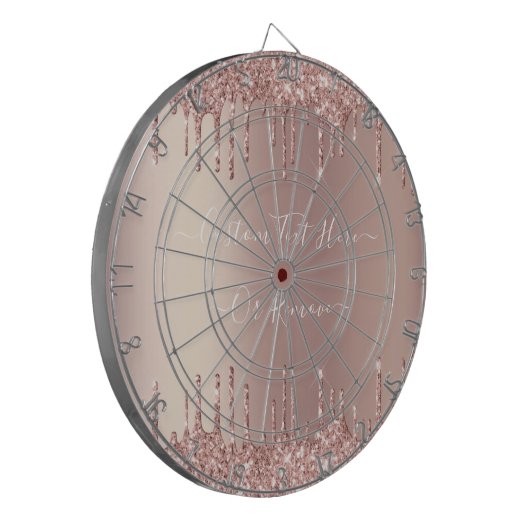 Rose Gold Blush Glitzer Sparkeln Tropfen Benutzerd Dartscheibe (Vorderseite Links)