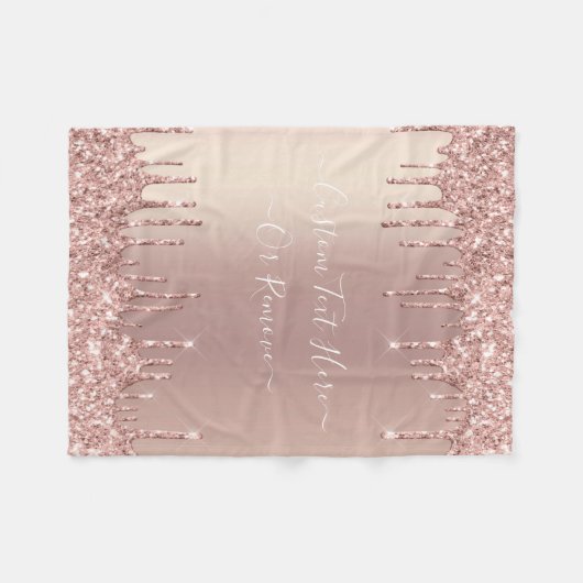Rose Gold Blush Glitzer Sparkeln Tropfen Benutzerd Fleecedecke (Vorderseite (Horizontal))