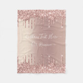 Rose Gold Blush Glitzer Sparkeln Tropfen Benutzerd Fleecedecke (Vorderseite)