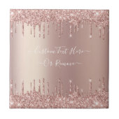 Rose Gold Blush Glitzer Sparkeln Tropfen Benutzerd Fliese (Vorderseite)