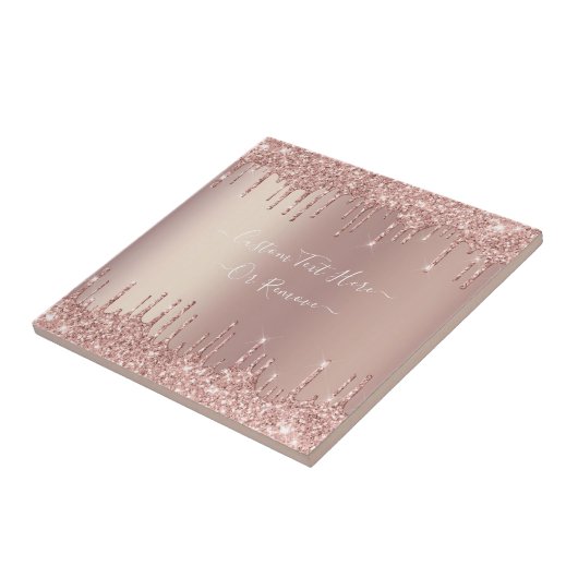 Rose Gold Blush Glitzer Sparkeln Tropfen Benutzerd Fliese (Seite)