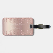 Rose Gold Blush Glitzer Sparkeln Tropfen Benutzerd Gepäckanhänger (Rückseite horizontal)