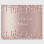 Rose Gold Blush Glitzer Sparkeln Tropfen Benutzerd Geschenkpapier (Flach)