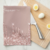 Rose Gold Blush Glitzer Sparkeln Tropfen Benutzerd Geschirrtuch (Viertel Falte)