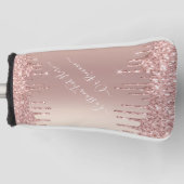 Rose Gold Blush Glitzer Sparkeln Tropfen Benutzerd Golf Headcover (Vorderseite)