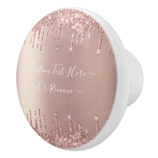 Rose Gold Blush Glitzer Sparkeln Tropfen Benutzerd Keramikknauf (Rechts)