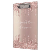 Rose Gold Blush Glitzer Sparkeln Tropfen Benutzerd Klemmbrett (Links)