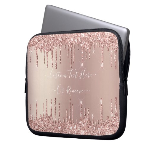 Rose Gold Blush Glitzer Sparkeln Tropfen Benutzerd Laptopschutzhülle (Vorderseite Links)