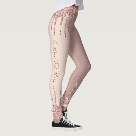 Rose Gold Blush Glitzer Sparkeln Tropfen Benutzerd Leggings (Rechts)