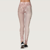 Rose Gold Blush Glitzer Sparkeln Tropfen Benutzerd Leggings (Rückseite)