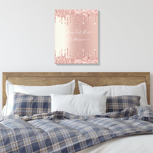 Rose Gold Blush Glitzer Sparkeln Tropfen Benutzerd Leinwanddruck (Insitu (Schlafzimmer))