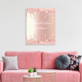 Rose Gold Blush Glitzer Sparkeln Tropfen Benutzerd Leinwanddruck (Insitu (Wohnzimmer))